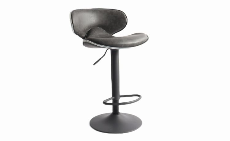 Elodie sgabello similpelle grigio-Altezza regolabile-Grigio-Similpelle-107 cmx46,5 cm