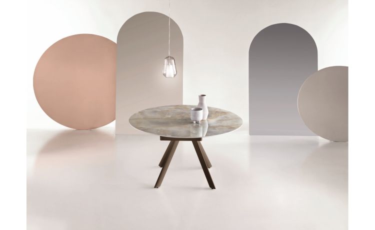 Orbita Tavolo allungabile Marrone/Onice Lucido--Marrone-Pietra-78 cmx135 cm