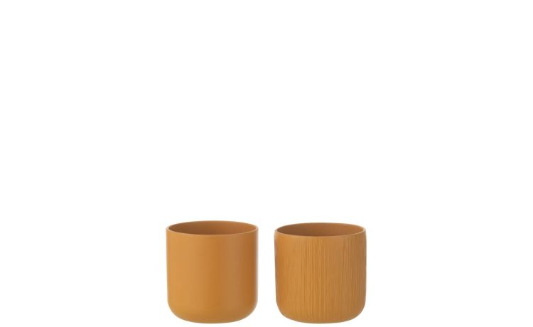 Porta vaso in ceramica ocra Ø11 cm-Decori assortiti-Ocra-Ceramica