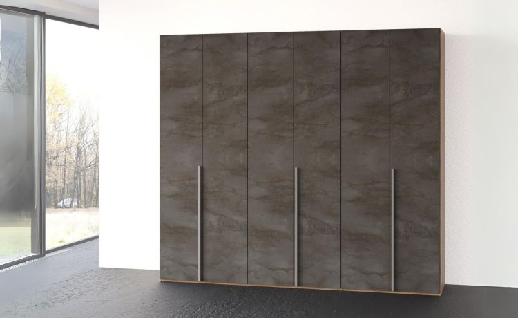 Mia armadio 6 ante battenti noce biondo/ossido -In pannello nobilitato decorativo -Legno scuro-Nobilitato-238 cmx240 cm