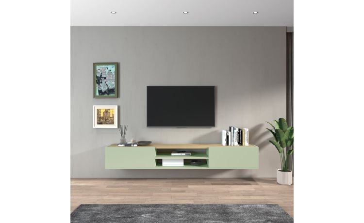 Garda porta tv rovere chopin/salvia L210 cm--Verde salvia-Nobilitato-30 cmx210 cm