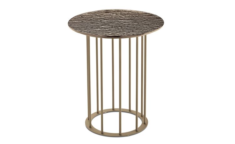 Chic tavolino struttura metallo beige e piano bronzo martellato martellato--Bronzo-Metallo-50 cmx45 cm