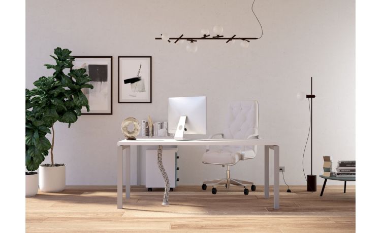 Office scrivania con cassetti nuvola frassino--Bianco-Nobilitato-75 cmx180 cm