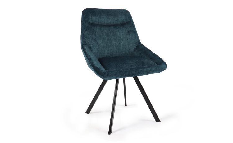 Emily sedia in tessuto effetto velluto blu--Blu-Tessuto-89 cmx53 cm