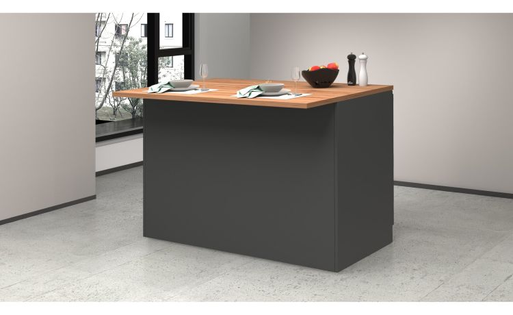 Snack isola 2 ante antracite opaco/rovere L125 cm--Antracite-Pannello-90 cmx125 cm