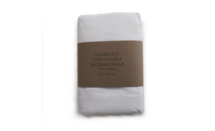 Lenzuolo con angoli in cotone matrimoniale bianco---100% Cotone-Matrimoniale