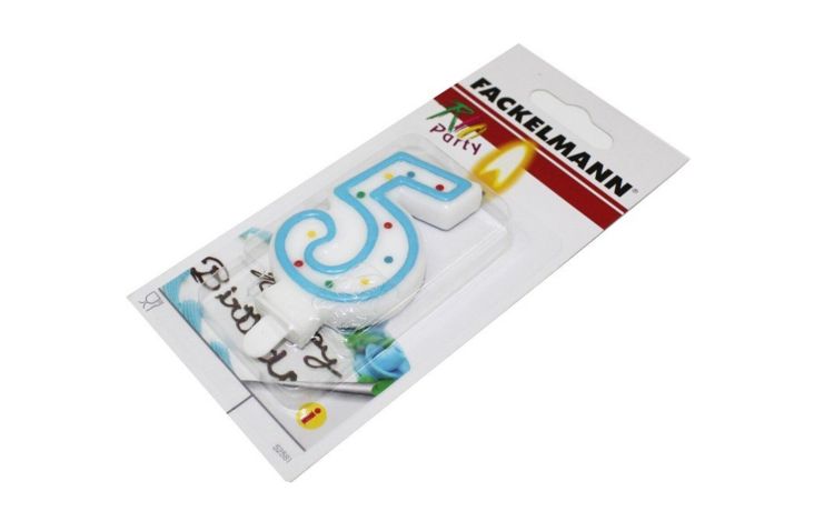 Candelina numero 5 azzurra