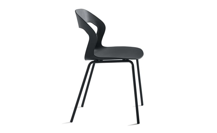 Eva sedia in metallo nero--Nero-Polipropilene-87 cmx51 cm