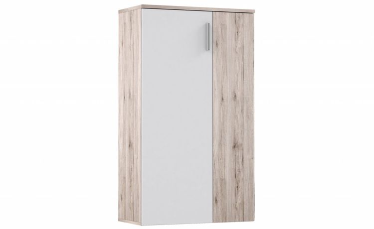 Blog scarpiera bianco e rovere naturale 2 ante-Contiene fino a 18 paia di scarpe-Legno naturale-Pannello-120