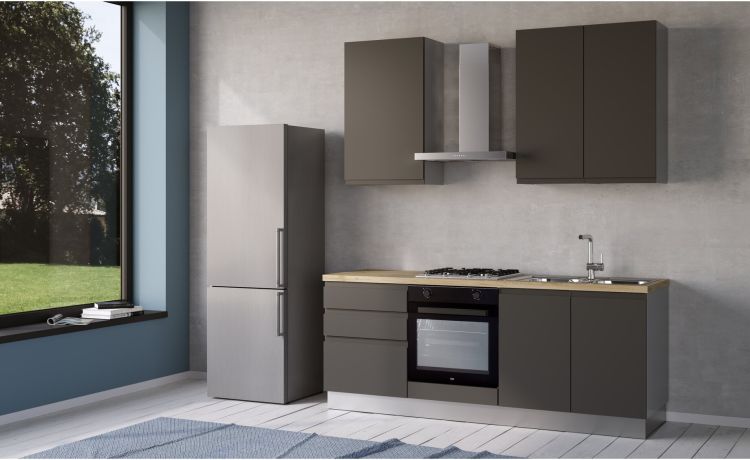 Iris cucina 210 cm colore grigio scuro -2 elettrodomestici--Melaminico