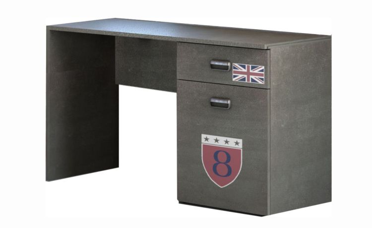Street scrivania antracite 1 anta e 1 cassetto-Misure L125xP60xH76 cm-Grigio-Pannello-76 cmx125 cm