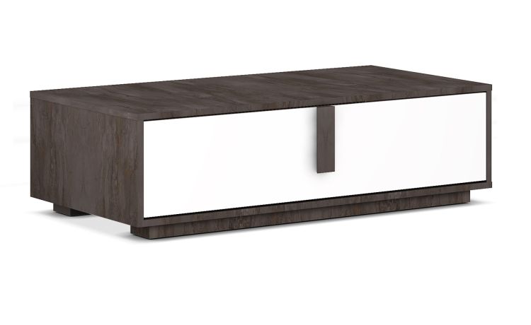 Lisbona mobile basso 1 anta bianco lucido e grigio- -Grigio-Pannello-32 cmx120 cm