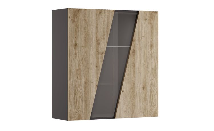 Sofia pensile 2 ante rovere cadiz e vetro fume&#039;--Legno-Nobilitato-96 cmx90 cm