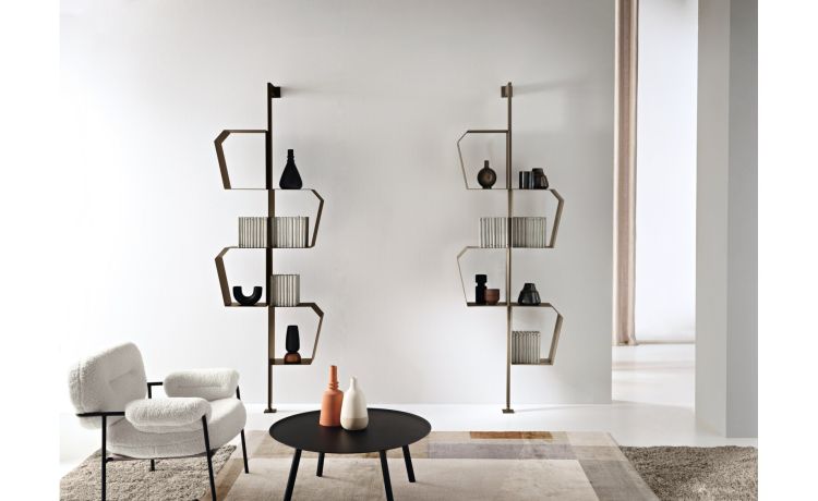 Iron libreria in metallo verniciato bronzo--Bronzo-Metallo-238 cmx75 cm