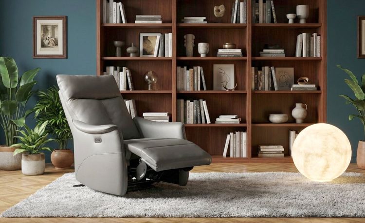 Opera Poltrona relax elettrica alza persona in similpelle Grigio