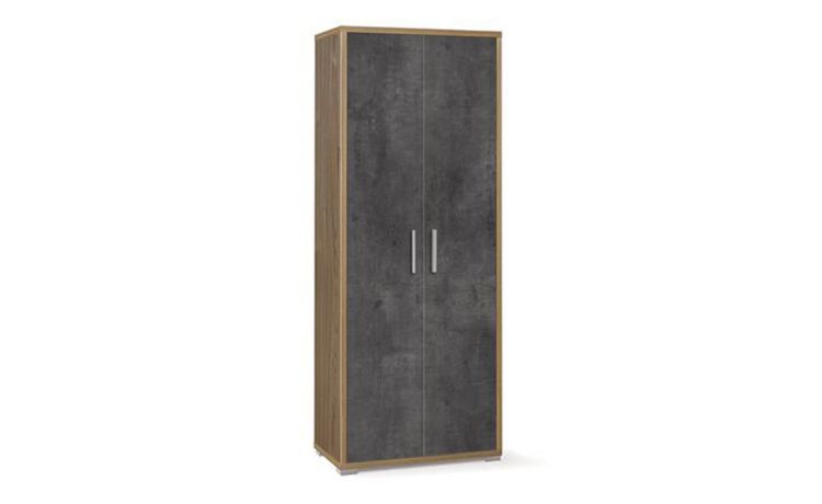 Think mobile ufficio 2 ante colore noce e ossido nero -Misure L71 x P41 x H182  cm-Nero-Melaminico-182 cmx71 cm
