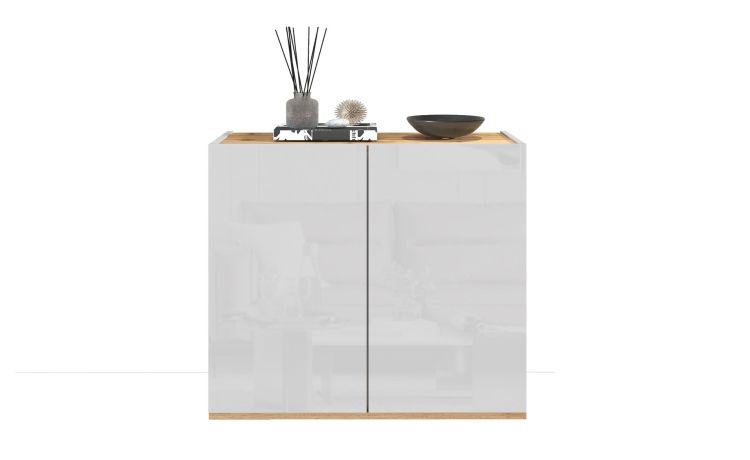 Garda base 2 ante bianco/rovere wotan L80 cm