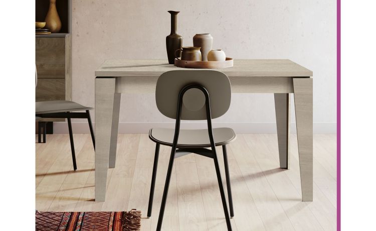 Lot tavolo allungabile rovere sbiancato-Tavolo allungabile-Legno bianco-Pannello-75 cmx160 cm