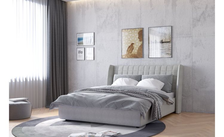 Life letto matrimoniale con contenitore color ghiaccio-Rete a doghe inclusa | Apertura a gas | Tessuto lavabile---114 cmx181 cm