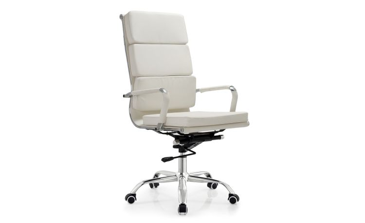 Mito2 poltrona presidenziale cromata bianca-Elevazione a gas-Bianco-Metallo-107,5 cmx56 cm