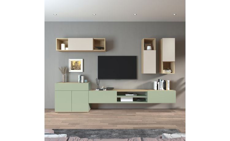 Garda parete soggiorno L290 rovere chopin/salvia/cachemire---Nobilitato- cmx290 cm