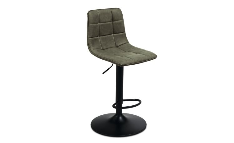 Ginevra sgabello in ecopelle oliva-Base in metallo nero-Verde scuro-Ecopelle-91 cmx45 cm