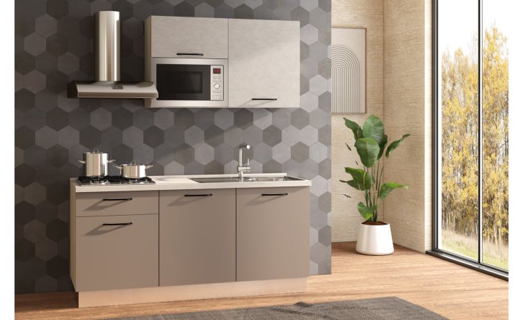 Fast Cucina completa L180 cm con piano cottura a gas e microonde
