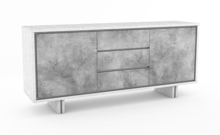 Rio madia 2 ante, 3 cassetti bianco frassino/cemento--Cemento-Nobilitato-84 cmx189 cm
