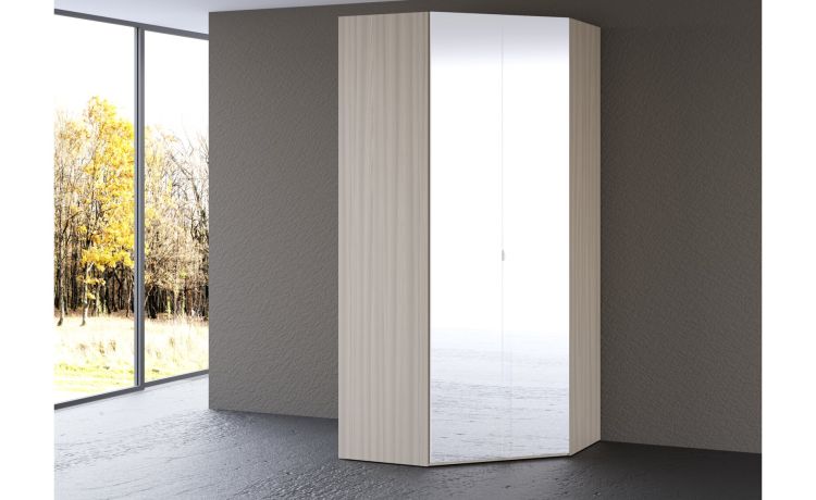 Mia cabina armadio 2 ante con specchi olmo e bianco lucido--Bianco-Nobilitato-238 cmx111 cm