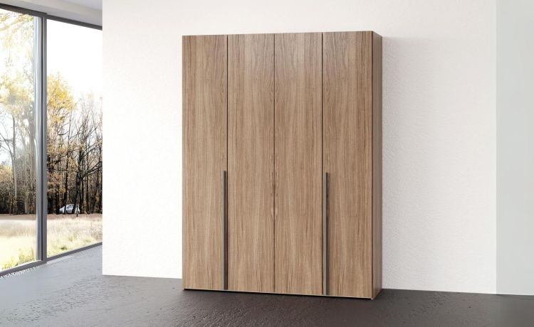 Mia armadio 4 ante battenti noce biondo -In pannello nobilitato decorativo -Legno scuro-Nobilitato-238 cmx161 cm