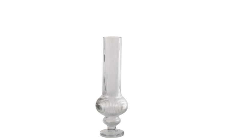 Ada Vaso rigato in vetro trasparente Medium--Trasparente-Vetro