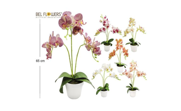 Orchidea artificiale con vaso bianco-Altezza: 65 cm