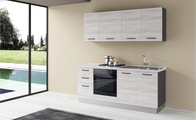 Gilda cucina 195 cm colore frassino ghiaccio-2 elettrodomestici