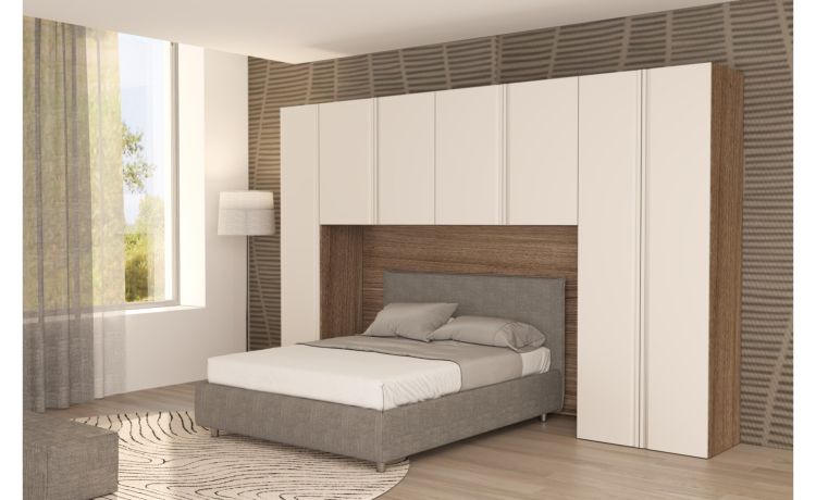 Gaia ponte 7 ante noce e sabbia-Letto escuso.--Nobilitato-238 cmx370 cm