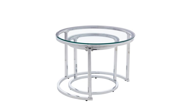 Tao set tavolini tondi --Grigio-Vetro