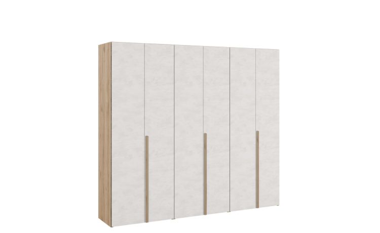 Laura armadio 6 ante battenti rovere e calce-In pannello nobiliato-Legno naturale-Pannello-238 cmx258 cm