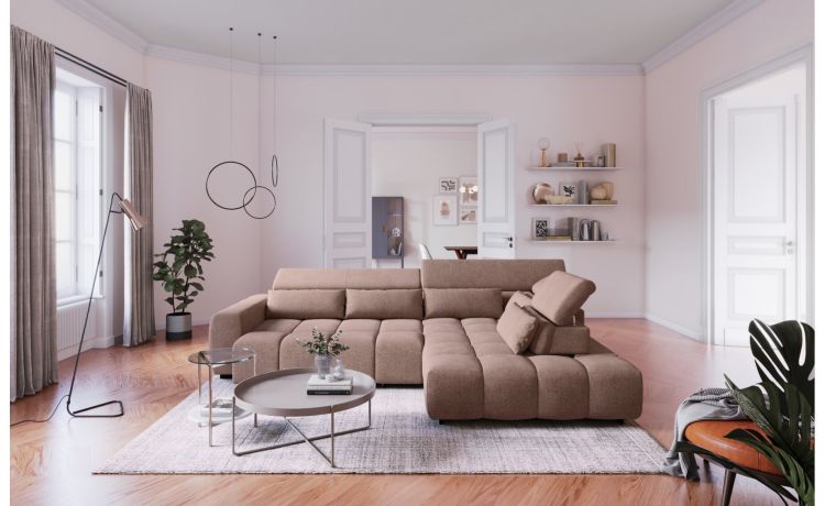 Edra divano angolare relax colore cipria--Rosa-Tessuto-90 cmx306 cm
