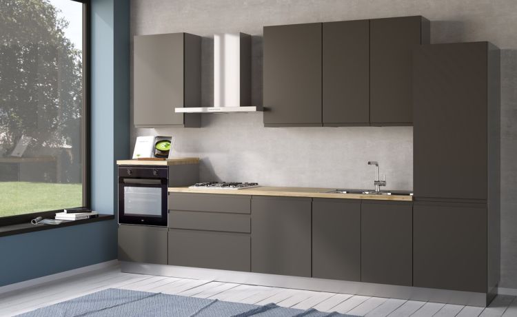 Iris cucina 360 cm colore grigio scuro -3 elettrodomestici--Melaminico