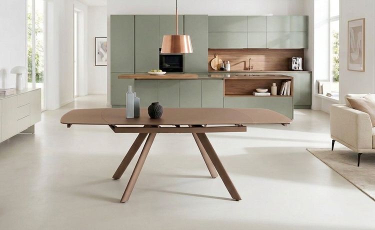Genio Tavolo allungabile 140/210 cm Vetro Marrone Opaco--Marrone-Vetro