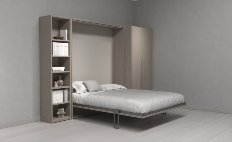 Cabrio letto matrimoniale a scomparsa colore olmo-In pannello-Legno naturale-Pannello-Matrimoniale
