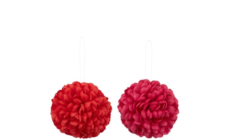Fiore sfera artificiale rosso Ø20 cm--Rosso-Tessuto