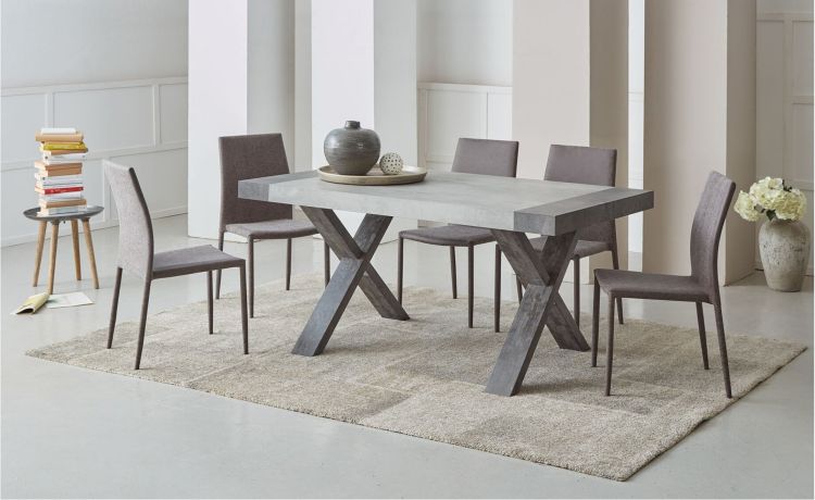 Havana tavolo allungabile cemento e lavanda--Cemento-Pannello-77 cmx160 cm