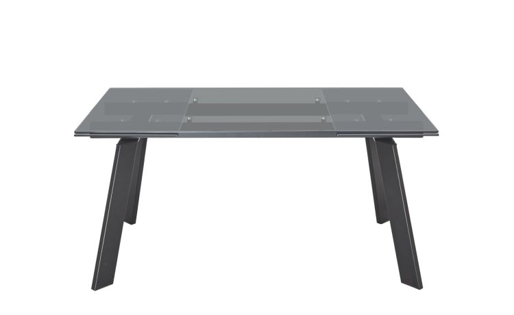 Boston tavolo allungabile nero opaco-Con piano in vetro fumè-Nero-Vetro-77 cmx160 cm