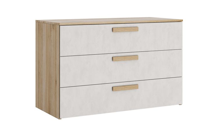 Laura Comò 3 cassetti Calce e Rovere Kadiz--Legno naturale-Pannello-74 cmx101 cm