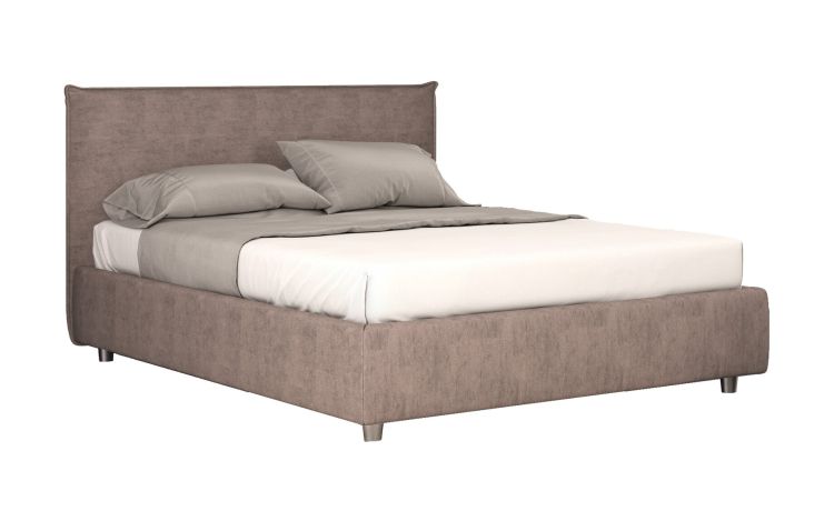 Gaia letto matrimoniale con contenitore in tessuto beige--Beige-Nobilitato-113 cmx178 cm